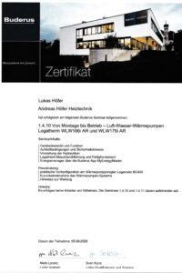 Zertifikat-Luft-Wasser-Waermepumpen